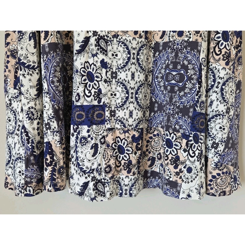 Rachel Zoe Blue Patchwork Dress Flowy Stretch A Line Boho V Neck Womens Size 1X - Picture 8 of 8